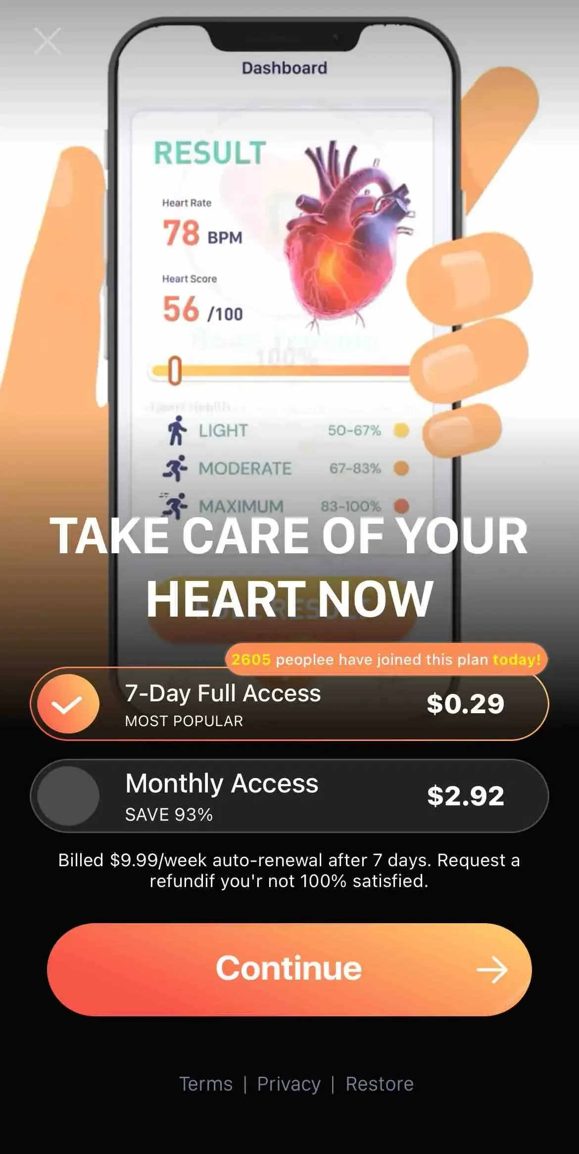 HeartBeet-Heart Health Monitor paywall screen
