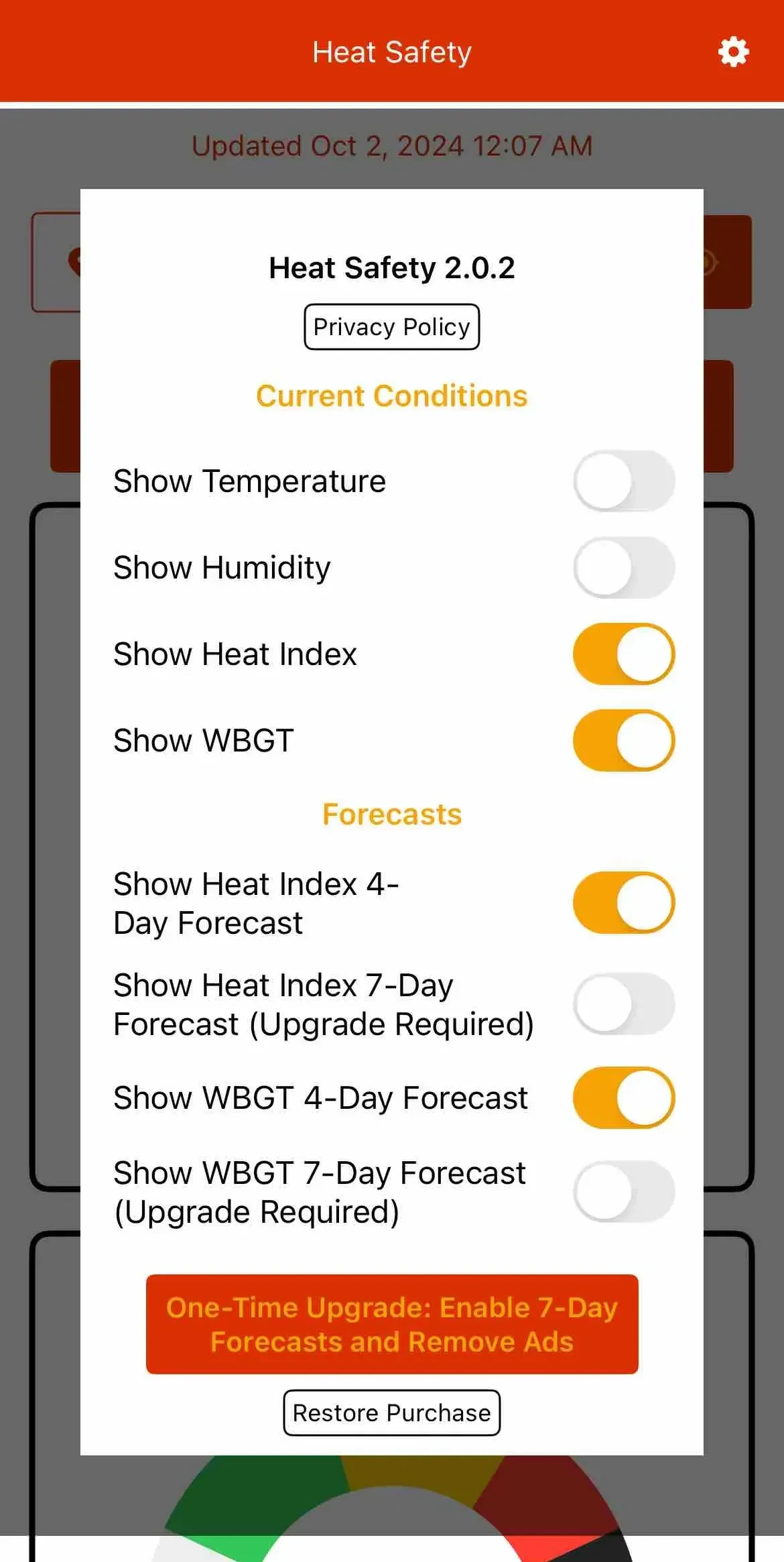 Heat Safety paywall screen
