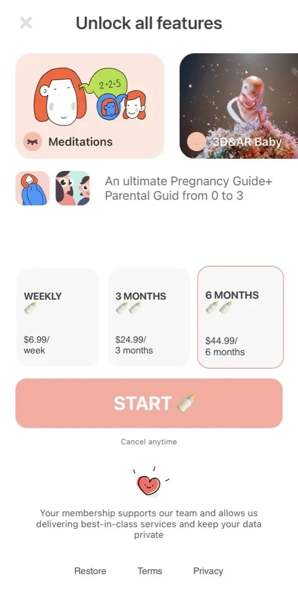 Hello Belly paywall screen