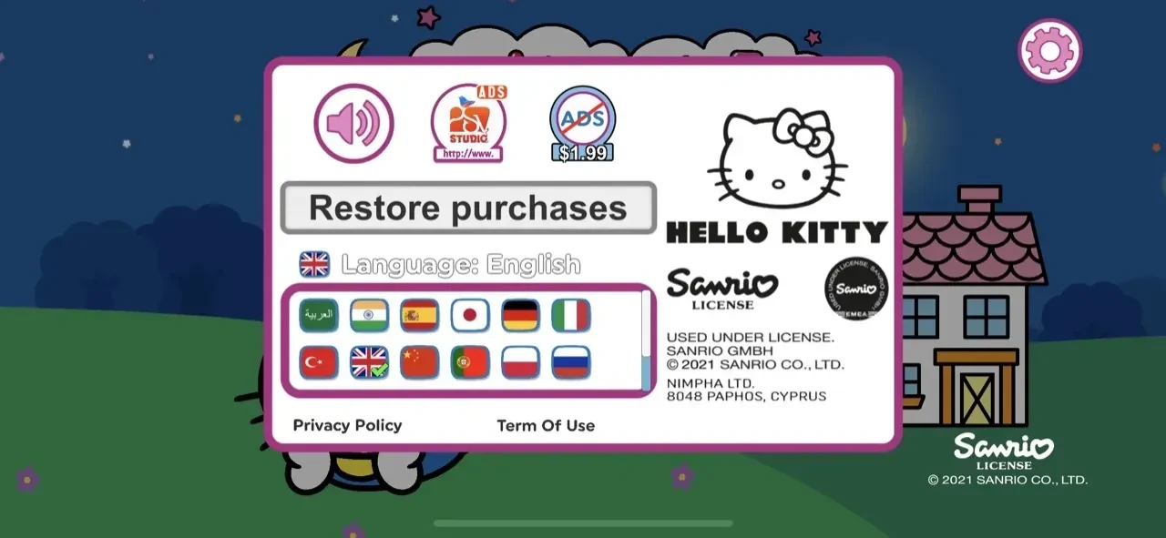 Hello Kitty paywall screen