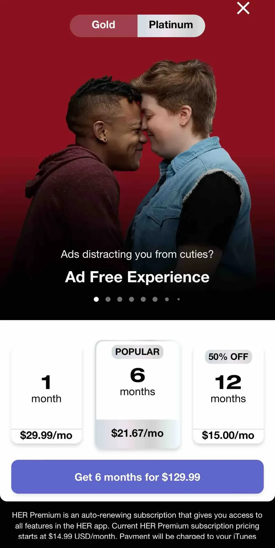 Her paywall screen