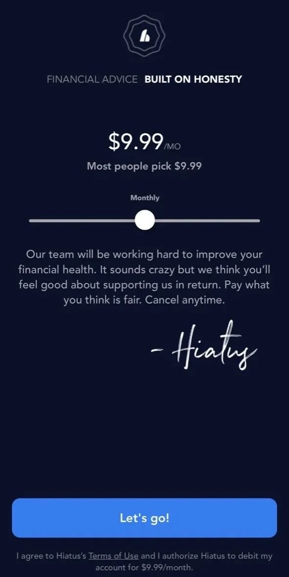 Hiatus paywall screen