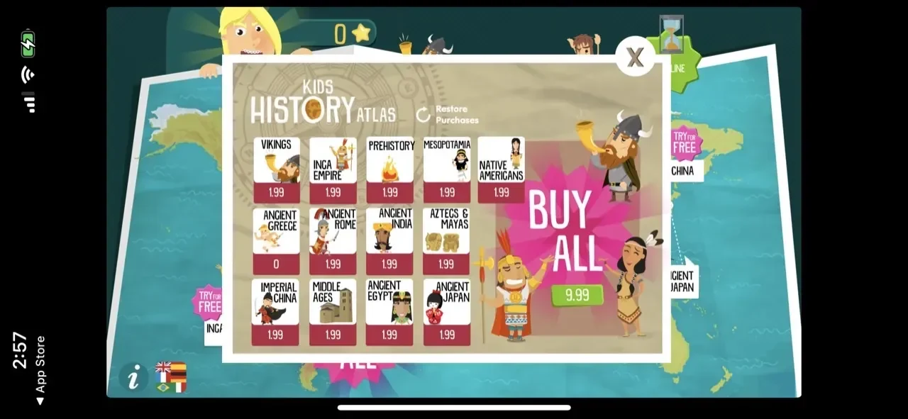History for Kids paywall screen