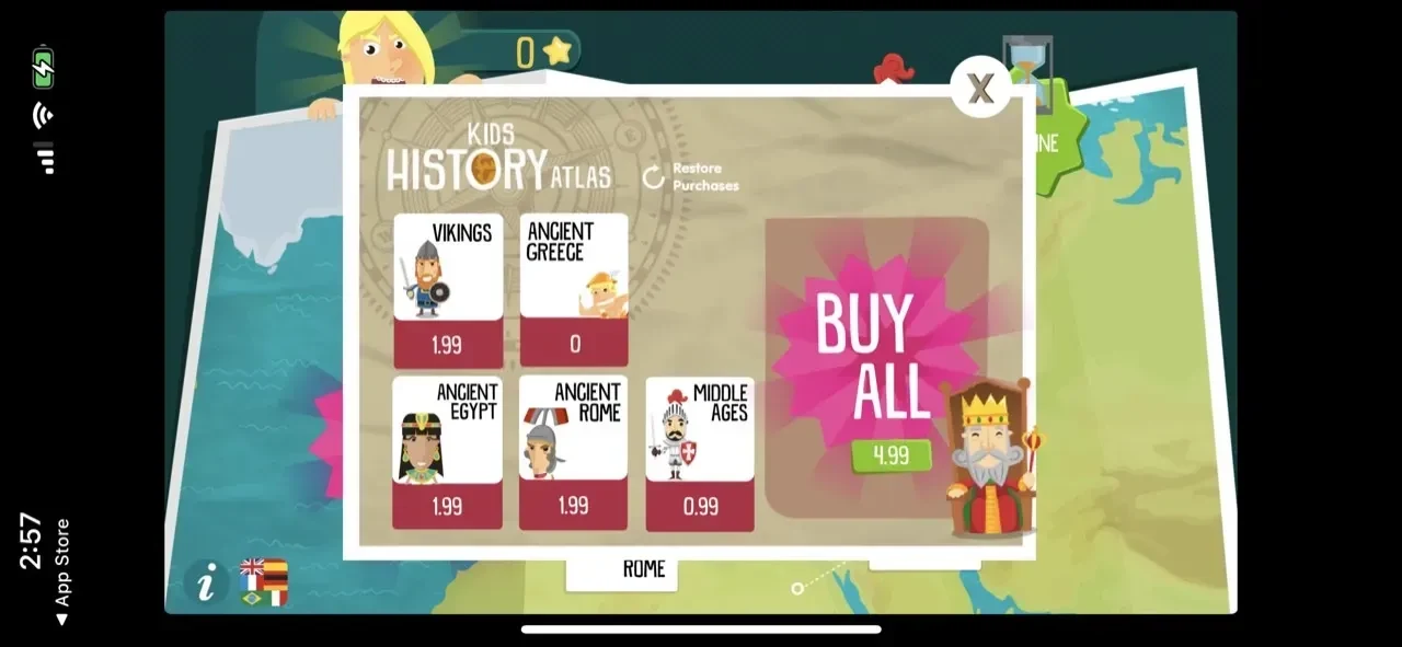 History for Kids paywall screen