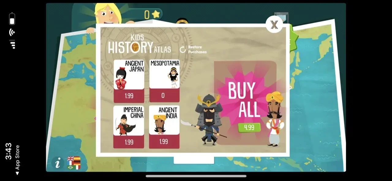 History for Kids paywall screen