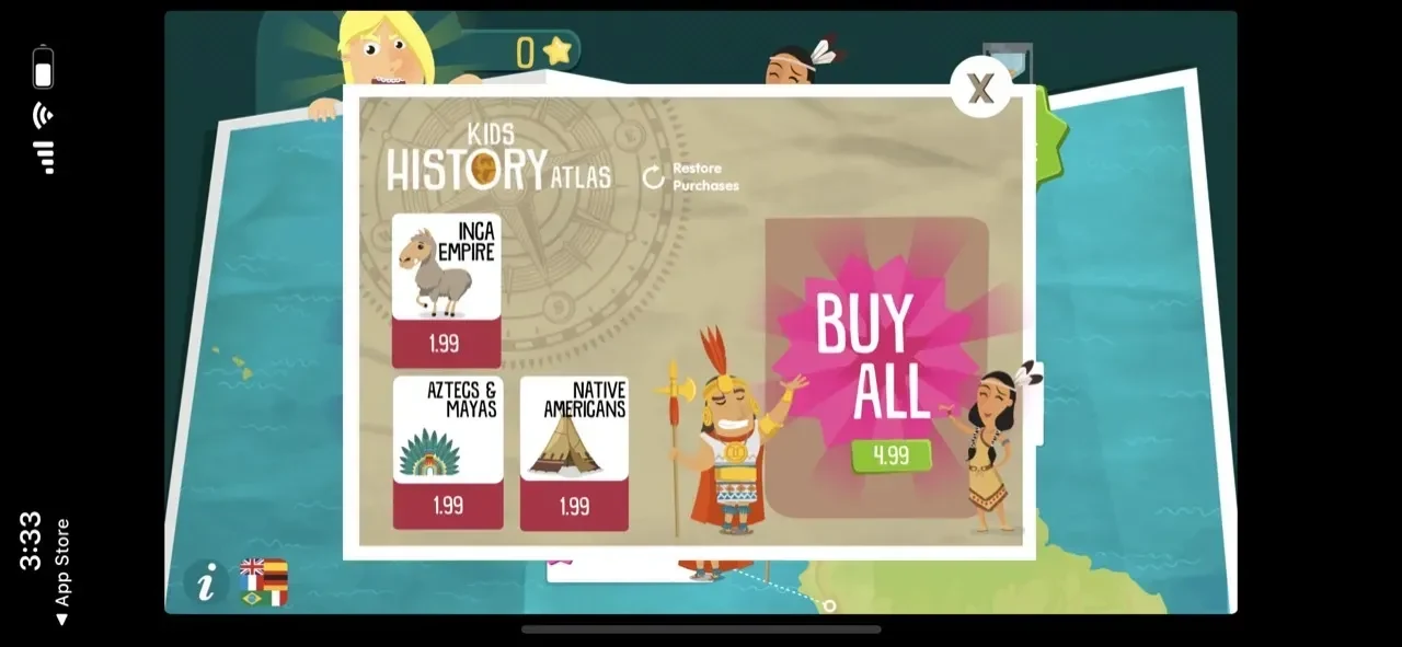 History for Kids paywall screen