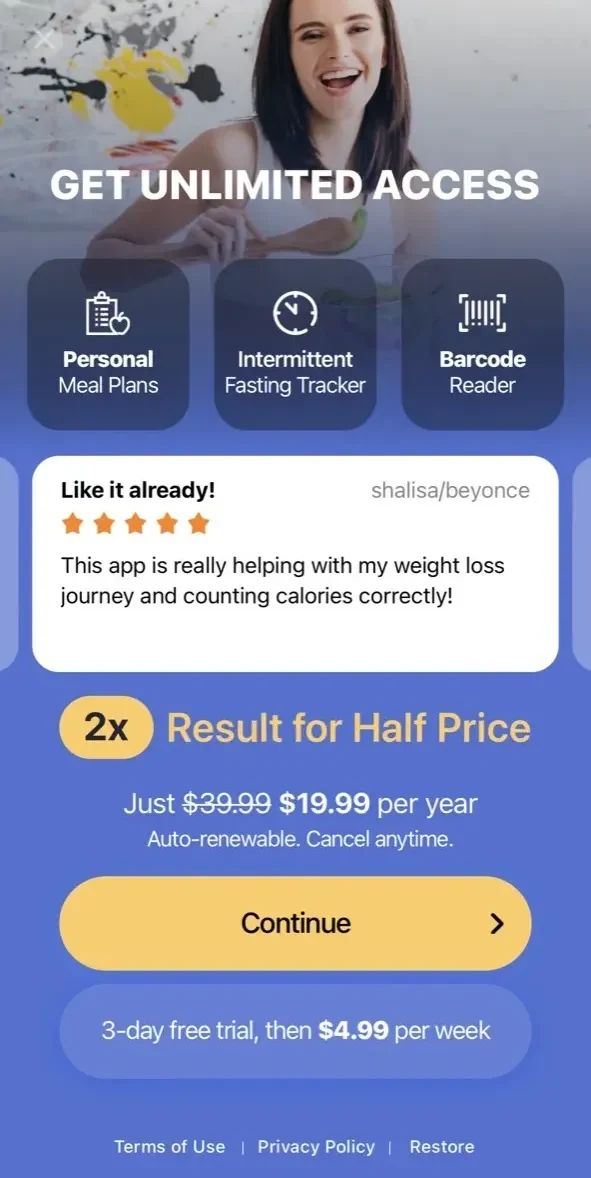 HitMeal paywall screen