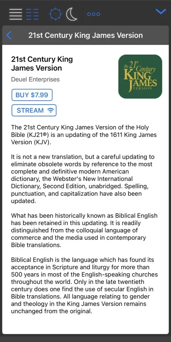 Holy Bible King James paywall screen