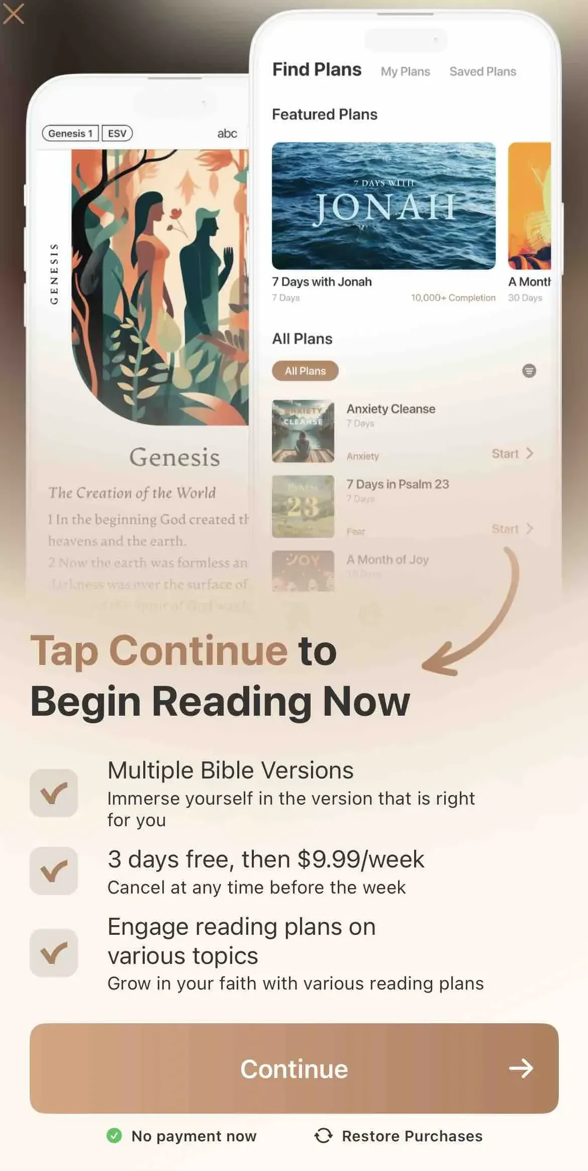 Holy Bible † paywall screen