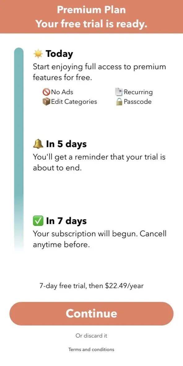 Home Budget Tracker paywall screen