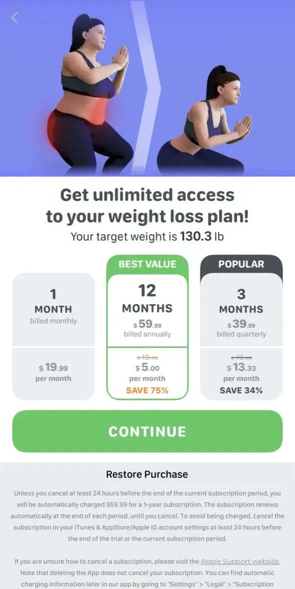 Home Fitness Coach paywall screen