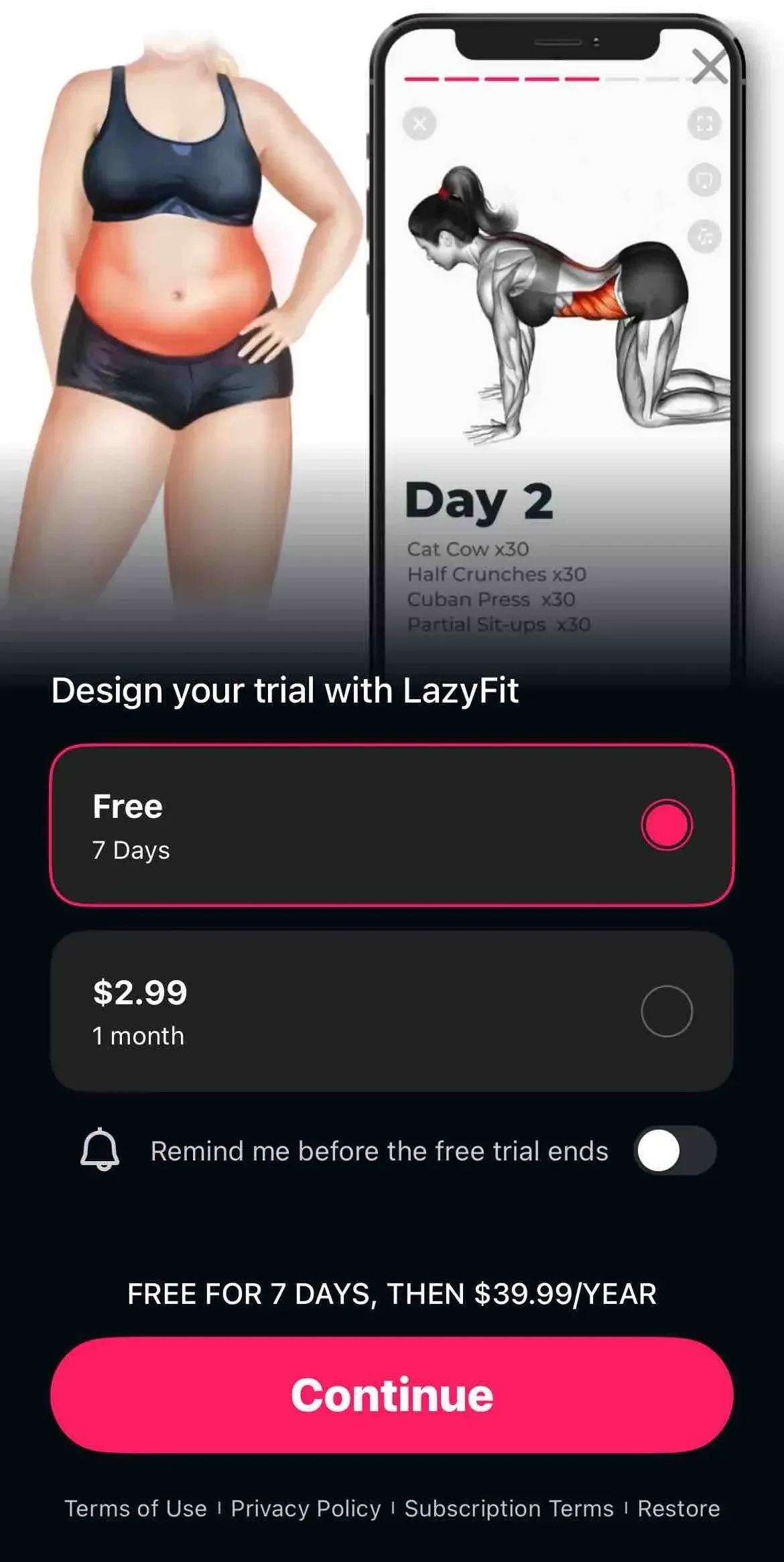 LazyFit paywall screen