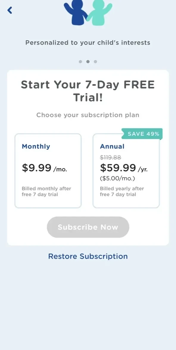 HOMER paywall screen