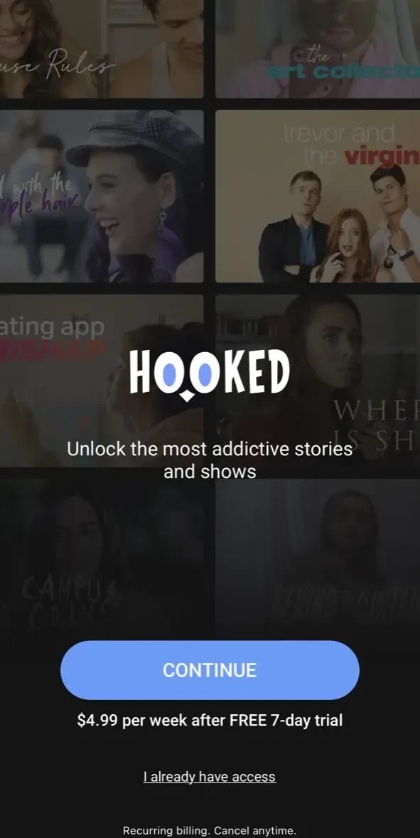 Hooked paywall screen