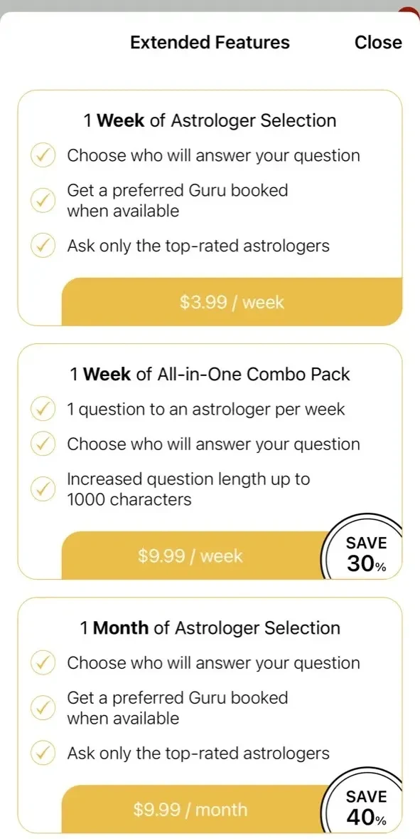 Horoscope paywall screen