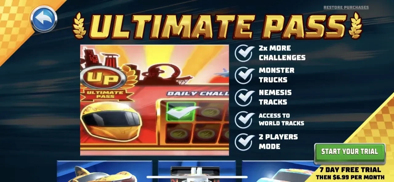 Hot Wheels Unlimited paywall screen