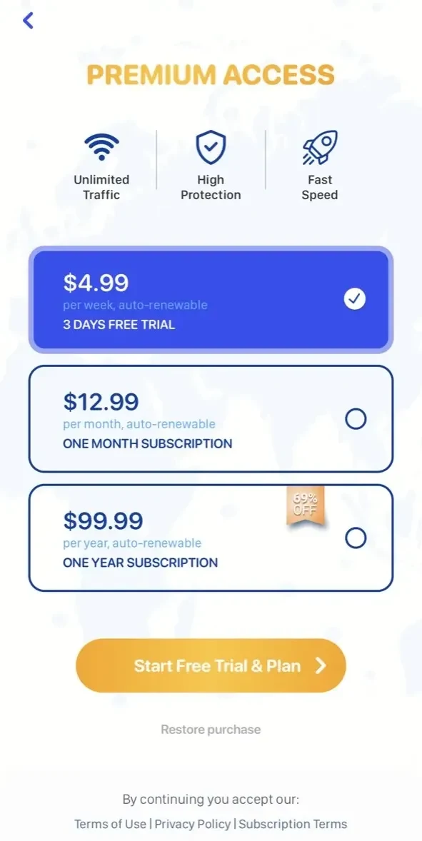 Among VPN paywall screen