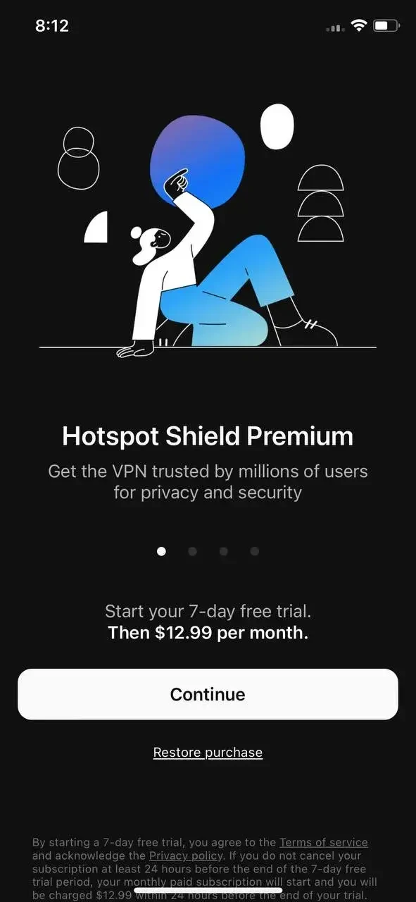 Super VPN paywall screen