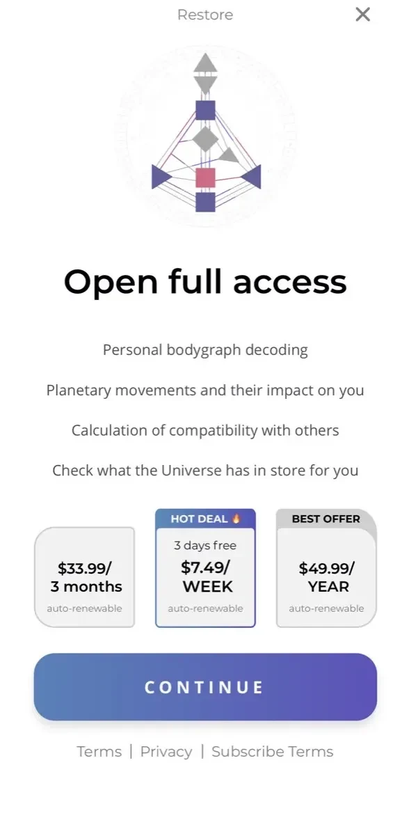 Human Design paywall screen