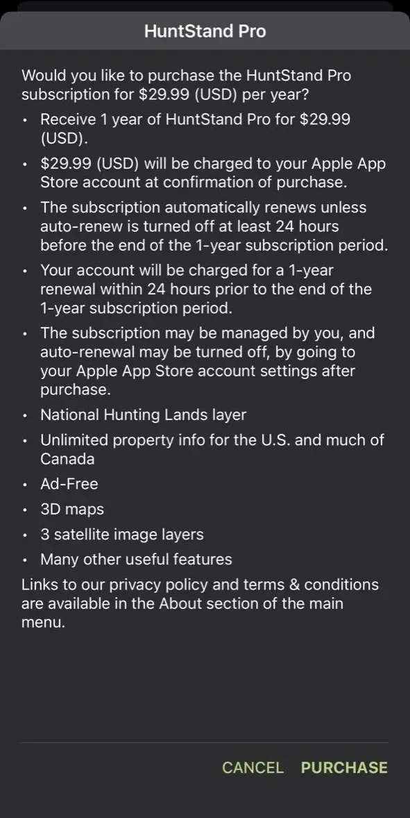 HuntStand paywall screen