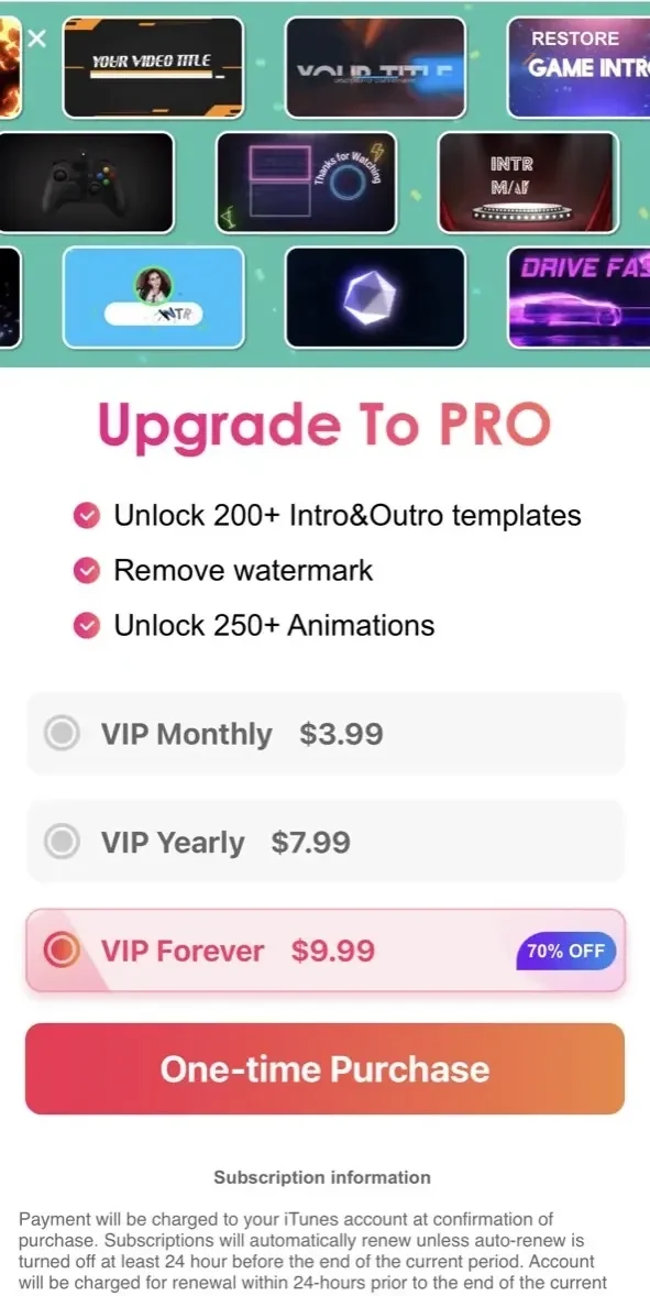 Hype Text paywall screen