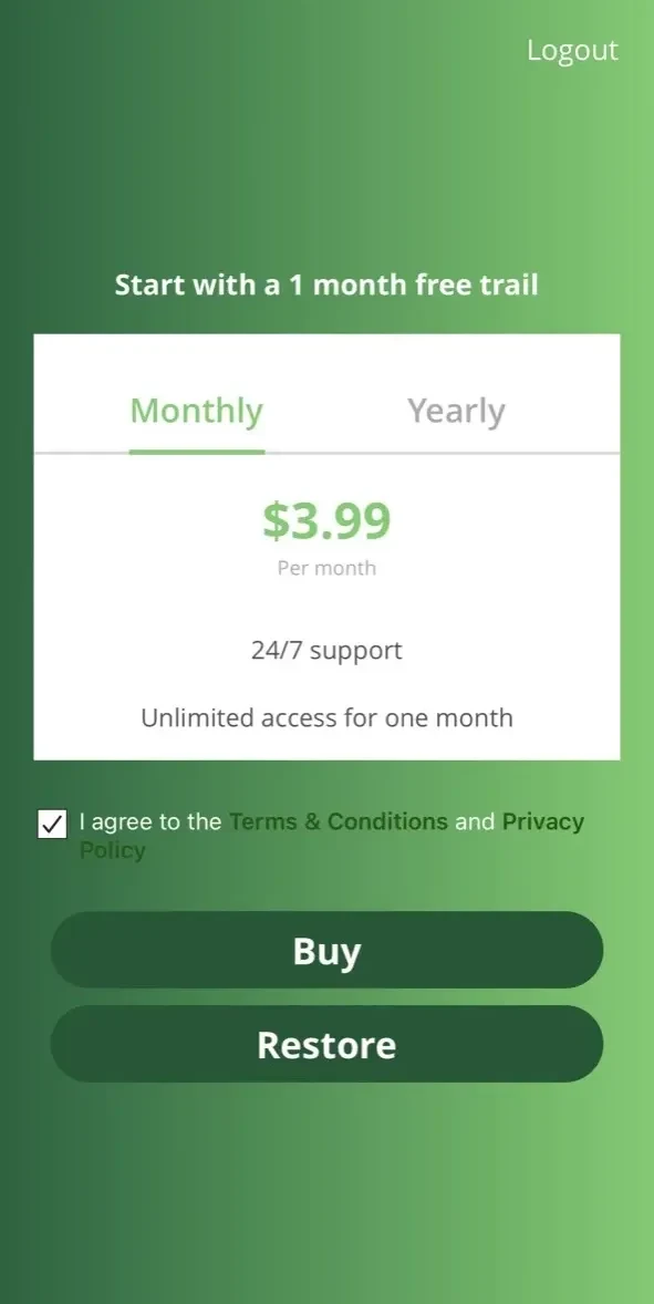 iBet Golfing paywall screen