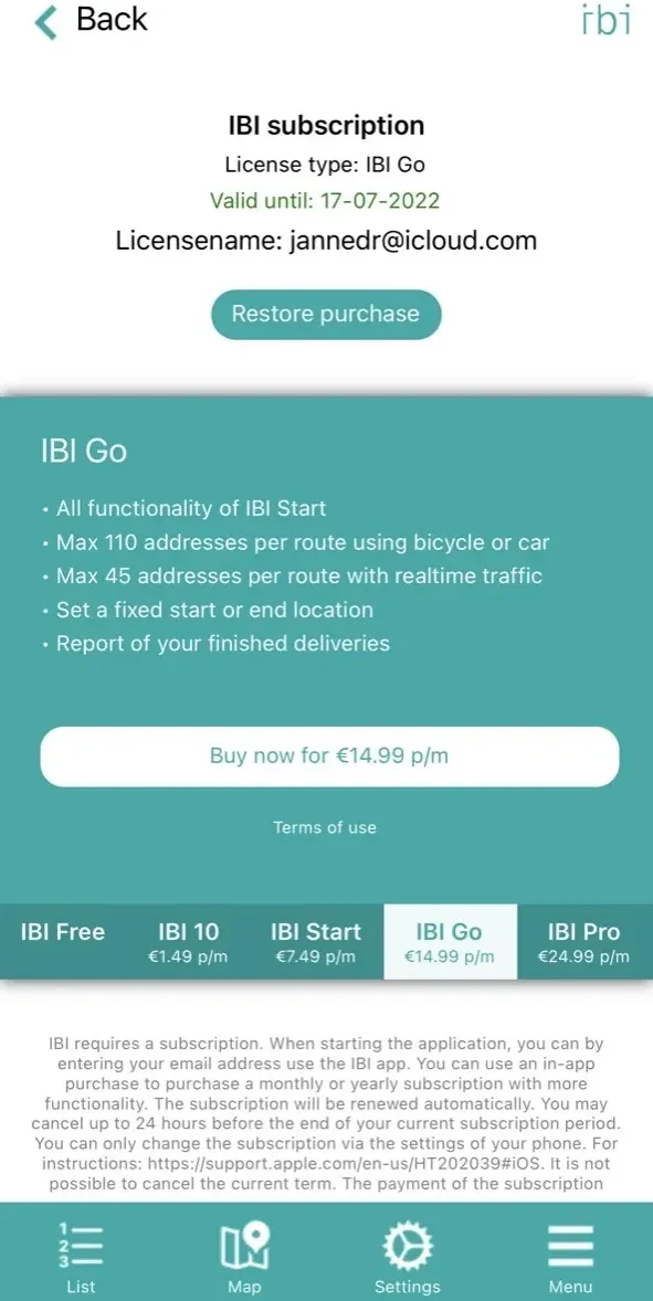 IBI paywall screen