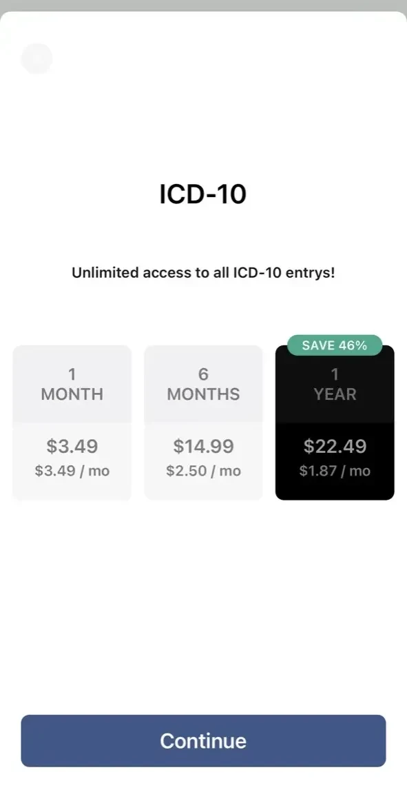 ICD-10 CM Codes 2022 Reference paywall screen