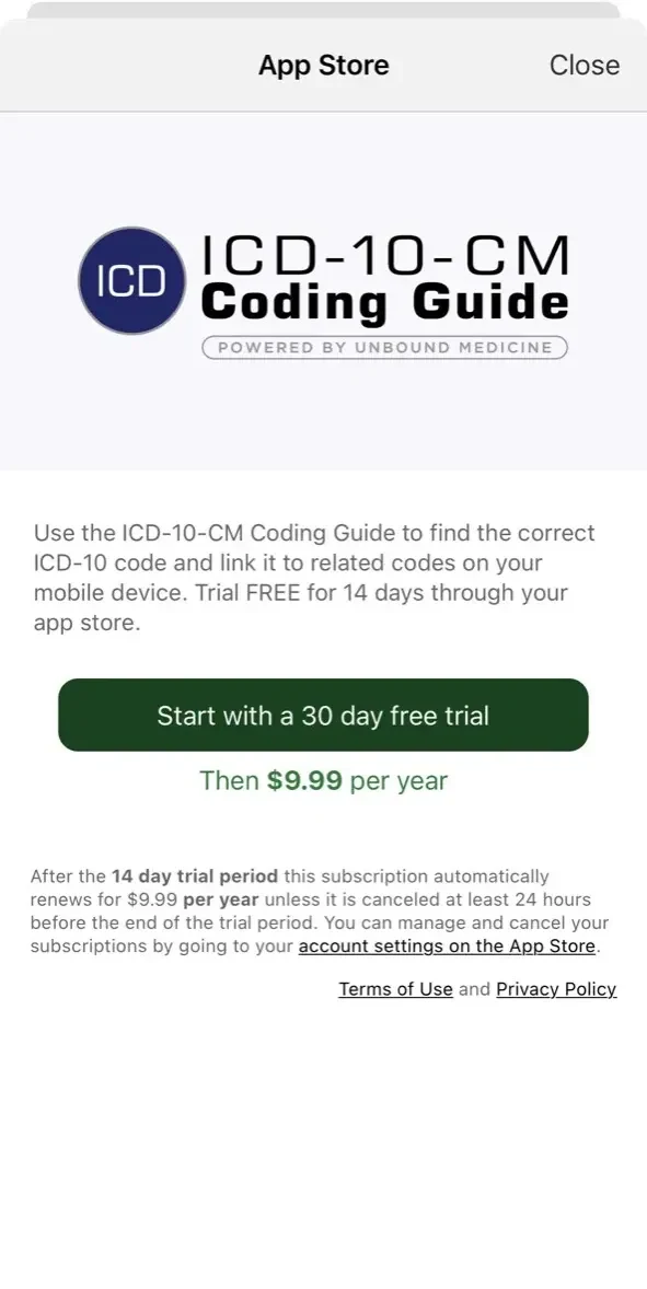 ICD 10 Coding Guide paywall screen