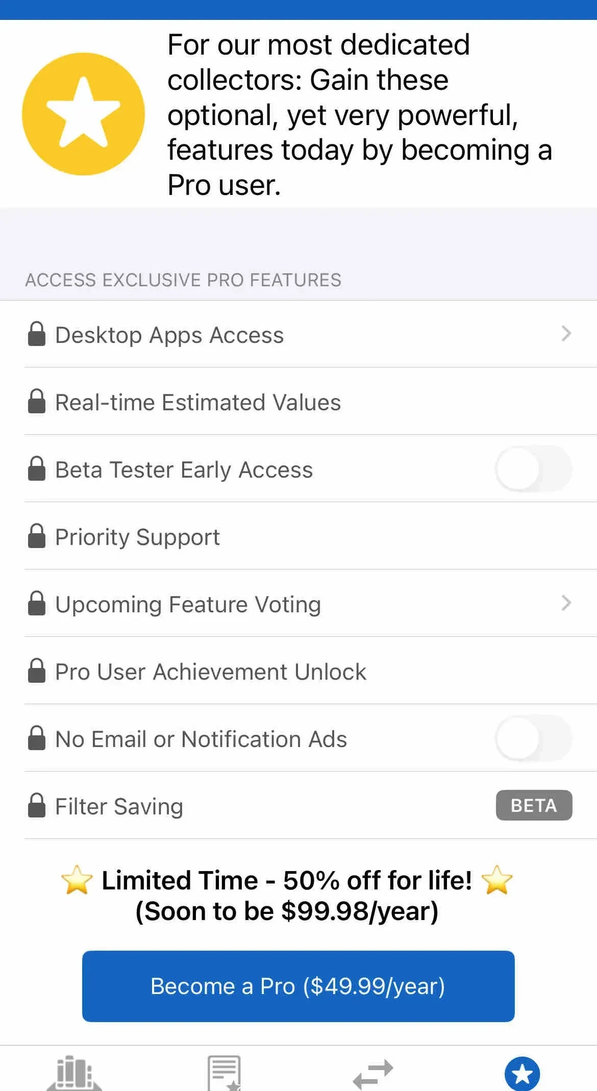 iCollect Books paywall screen