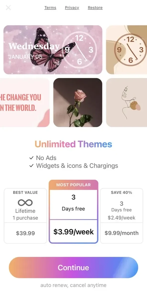 Best Widgets 18 paywall screen
