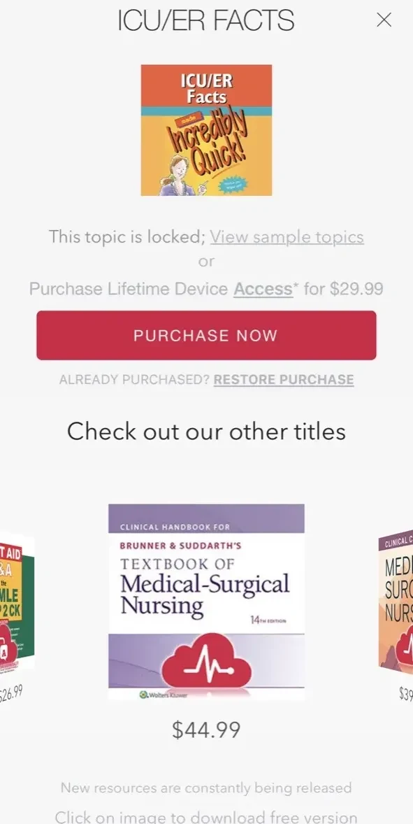 ICU ER Facts Made Incr Quick paywall screen