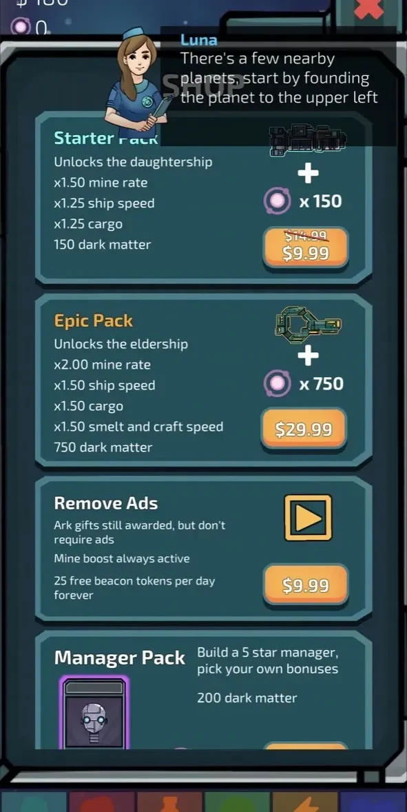 Idle Planet Miner paywall screen