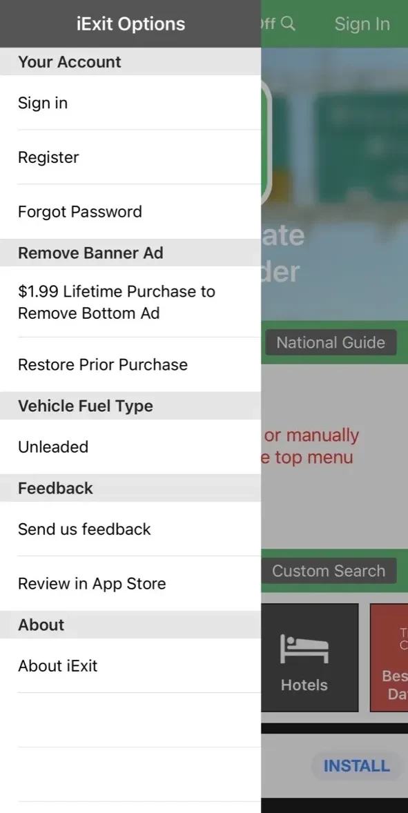 iExit Interstate Exit Guide paywall screen