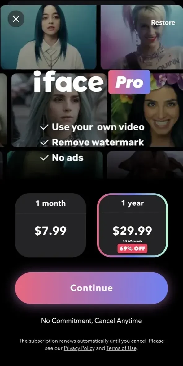 iface paywall screen