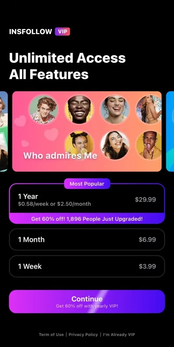 Ig Followers Reports paywall screen