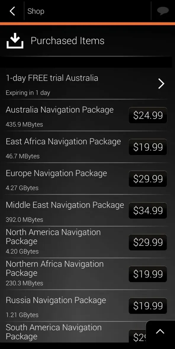 iGO Navigation paywall screen