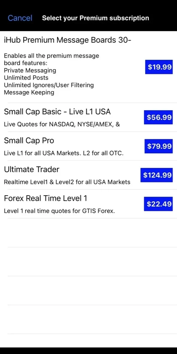 iHub paywall screen