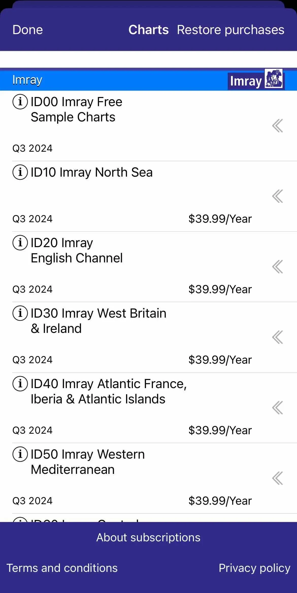 Imray Navigator paywall screen