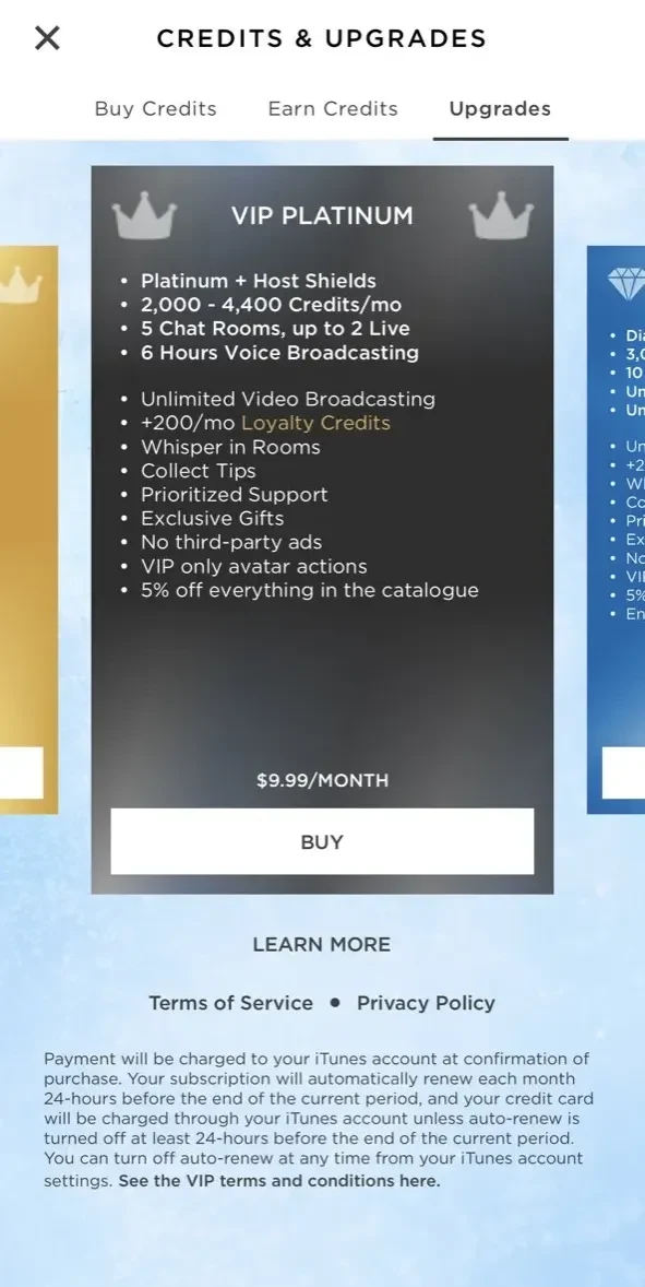 IMVU paywall screen