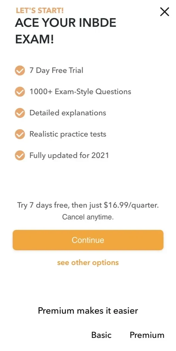 INBDE Exam Prep 2024 Dental paywall screen