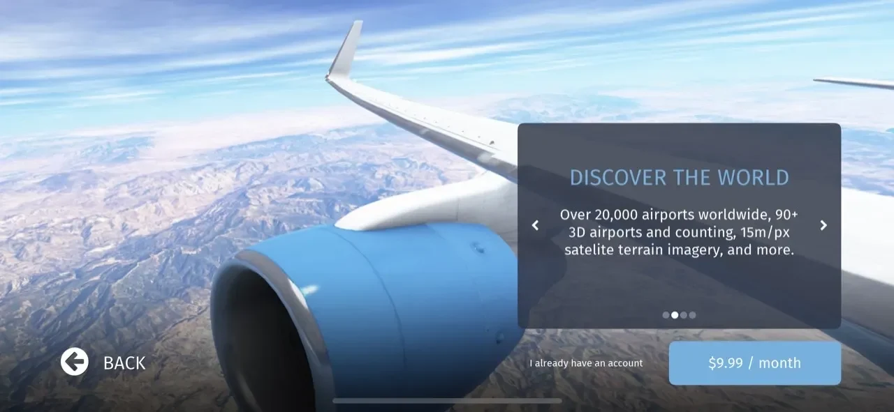 Infinite Flight Simulator paywall screen