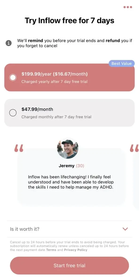 Inflow paywall screen