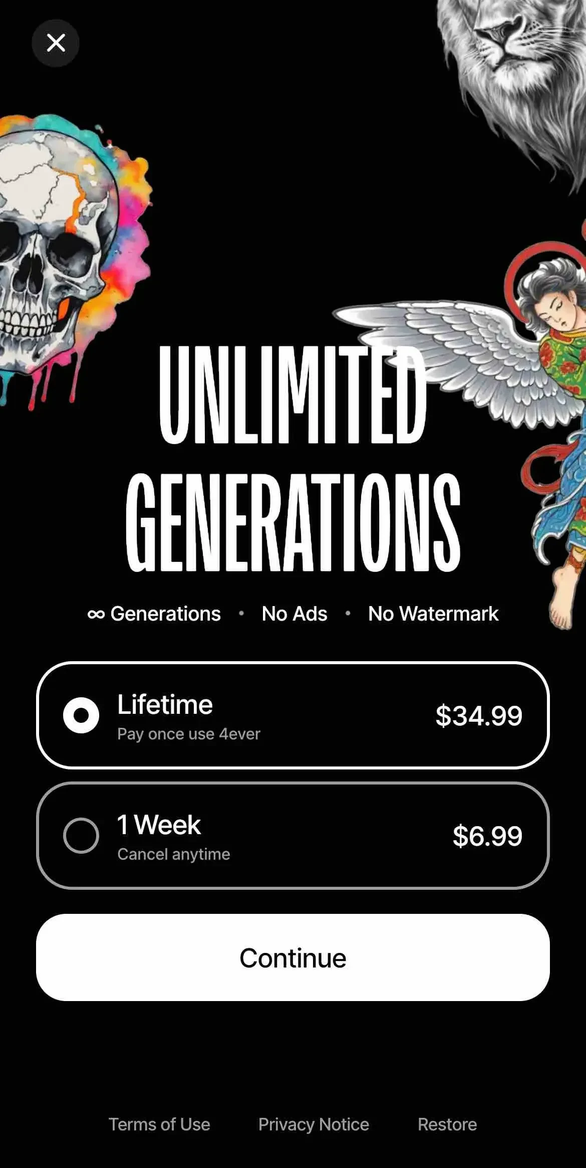 InkAI paywall screen