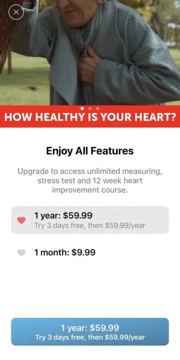 Instant Heart Rate paywall screen