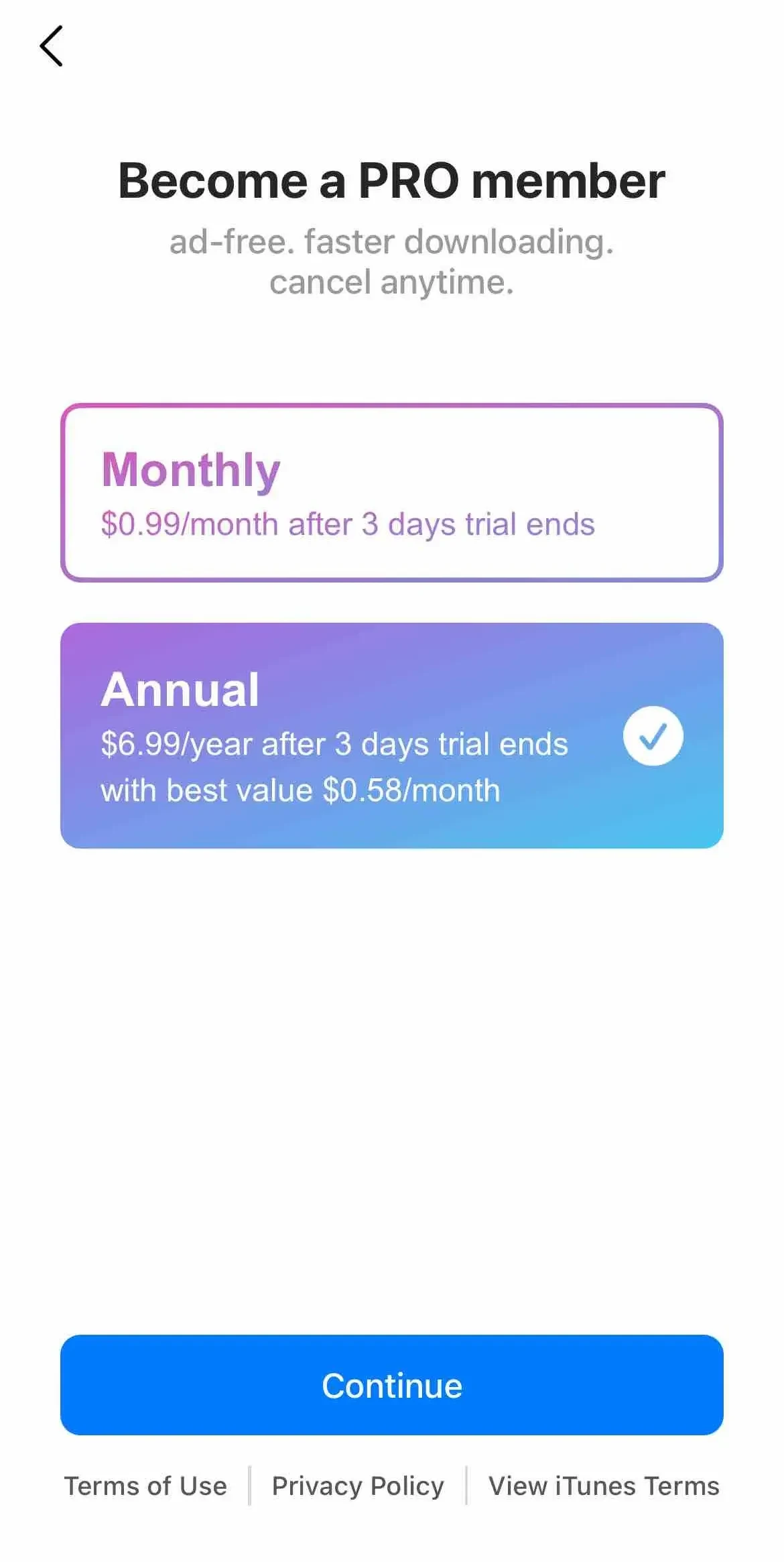Instant Save paywall screen