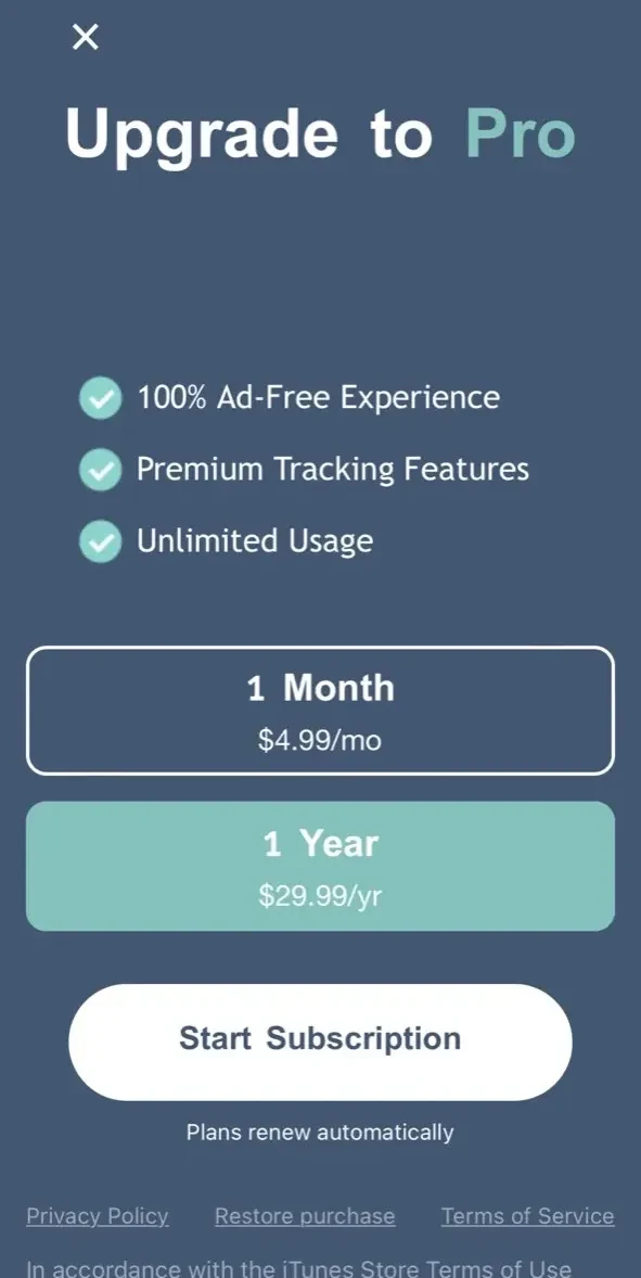 Intermittent Fasting paywall screen