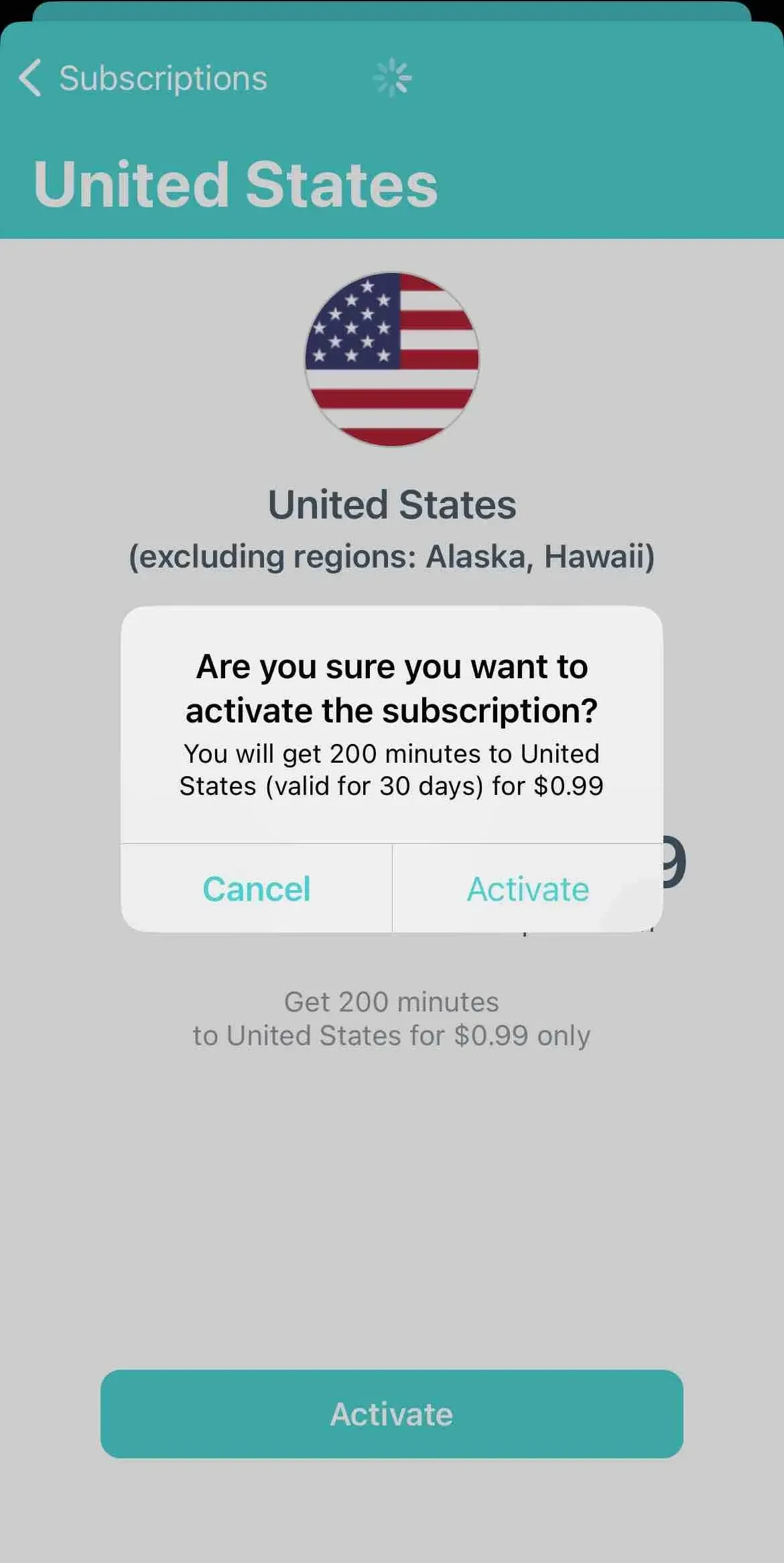 International Calling paywall screen