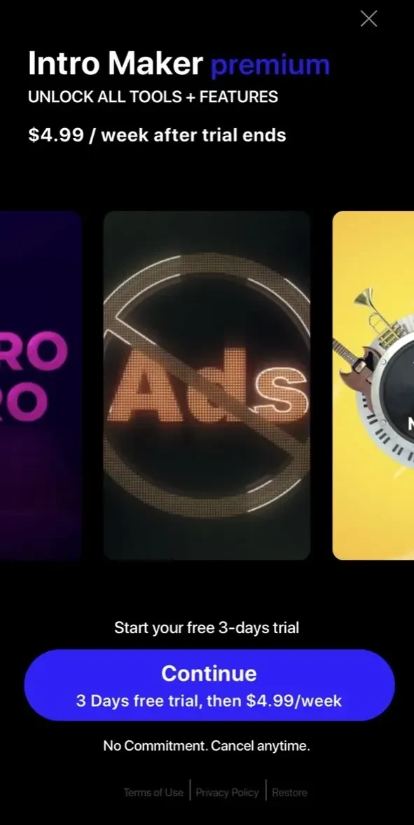 Intro paywall screen