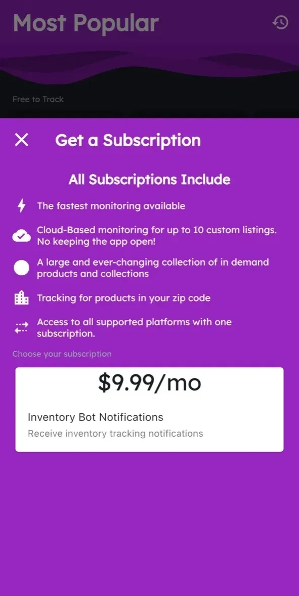 Inventory Bot paywall screen